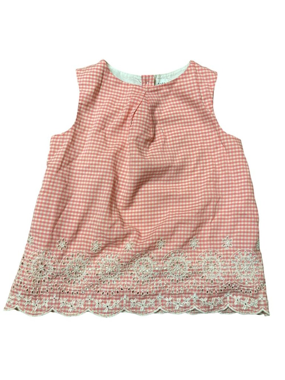 Baby Gap Blouse Girls 4T Pink Gingham Eyelet Embroidered Top